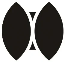 Fictional partner mark: two mirrored leaves