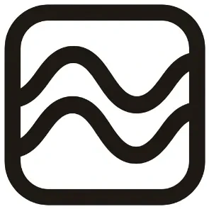 Fictional partner mark: two waves in a rounded square